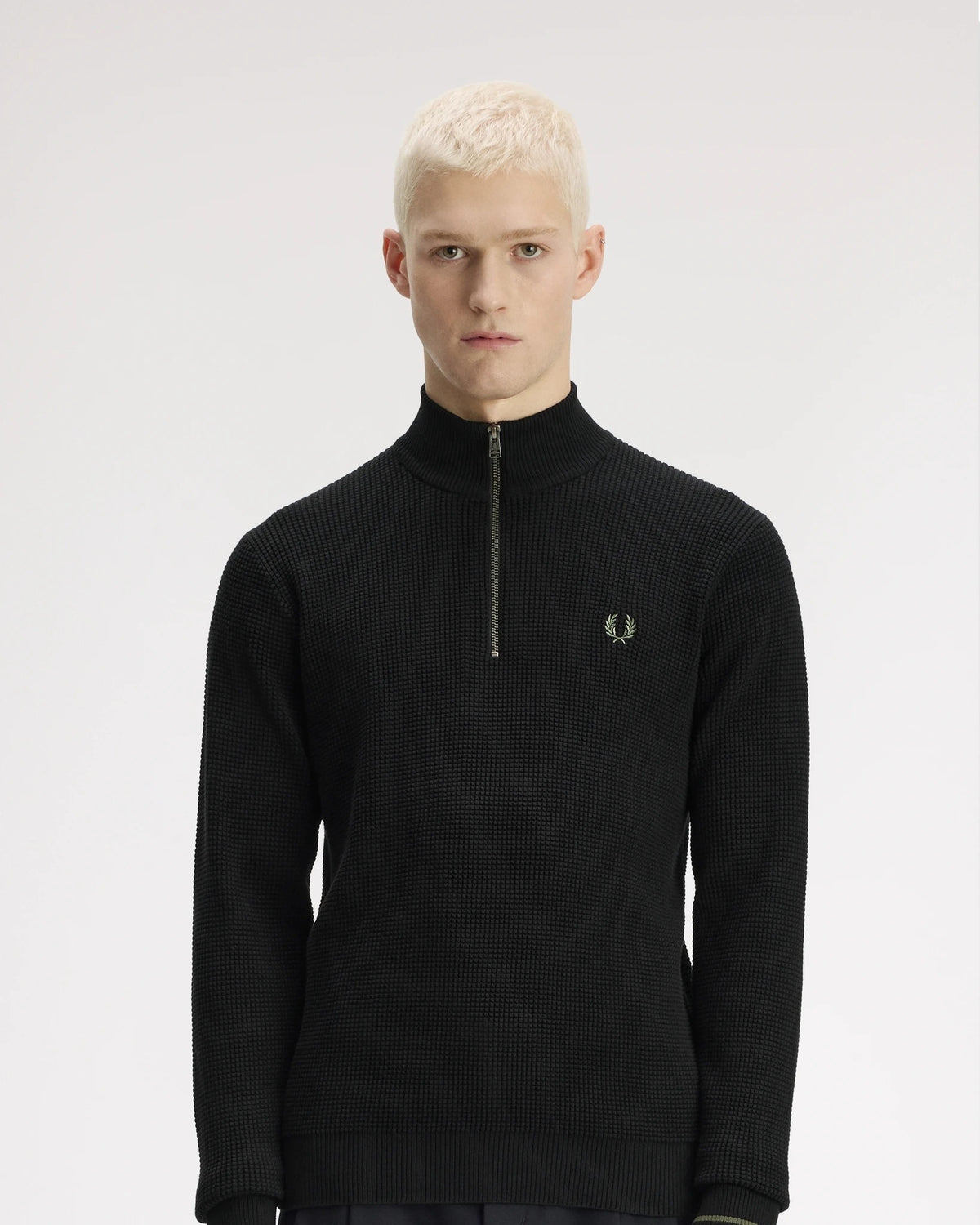 WAFFLE STITCH HALF ZIP JUMPER black | Bildmaterial bereitgestellt von SHOES.PLEASE.
