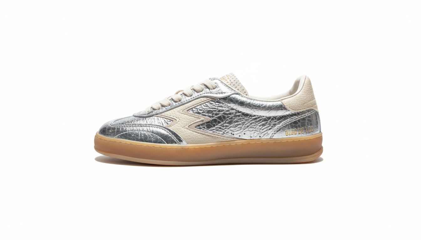 CLUB DELUXE WRINKLED LAMINATED LEATHER BUTTER DETAILS silver | Bildmaterial bereitgestellt von SHOES.PLEASE.