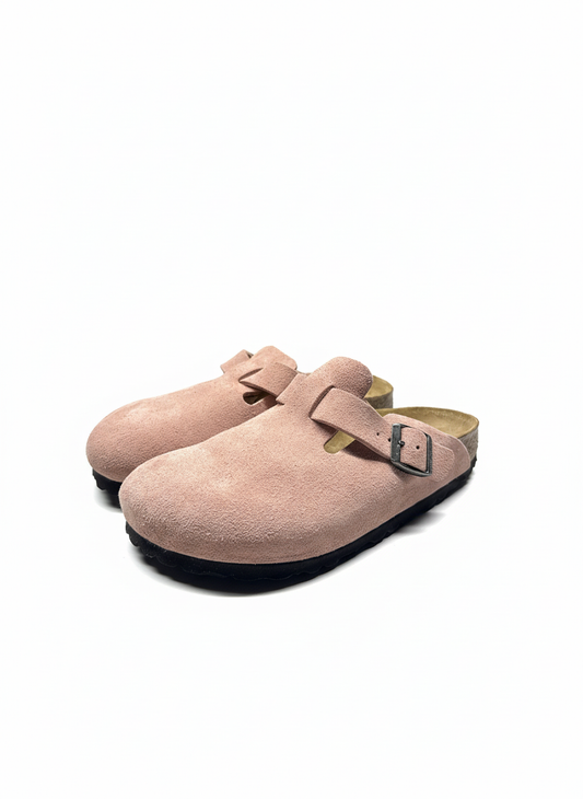 Boston Suede Leather Unisex Narrow pink clay