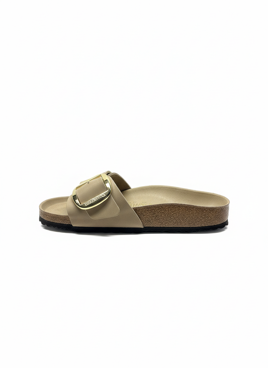 Madrid Big Buckle Oiled Leather Women Narrow tabacco brown