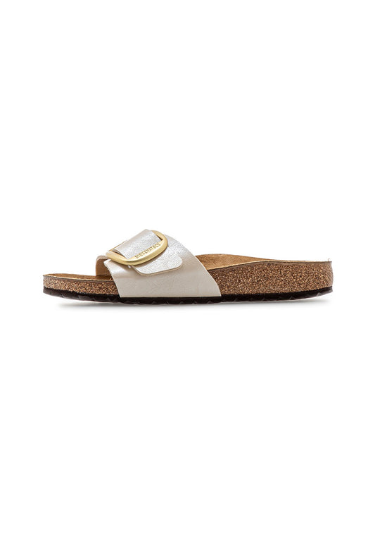 Madrid Big Buckle Birko-Flor Women Narrow graceful pearl white