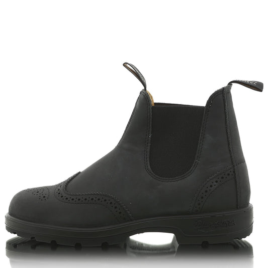 1472 Men Brogued Rustic black Leather
