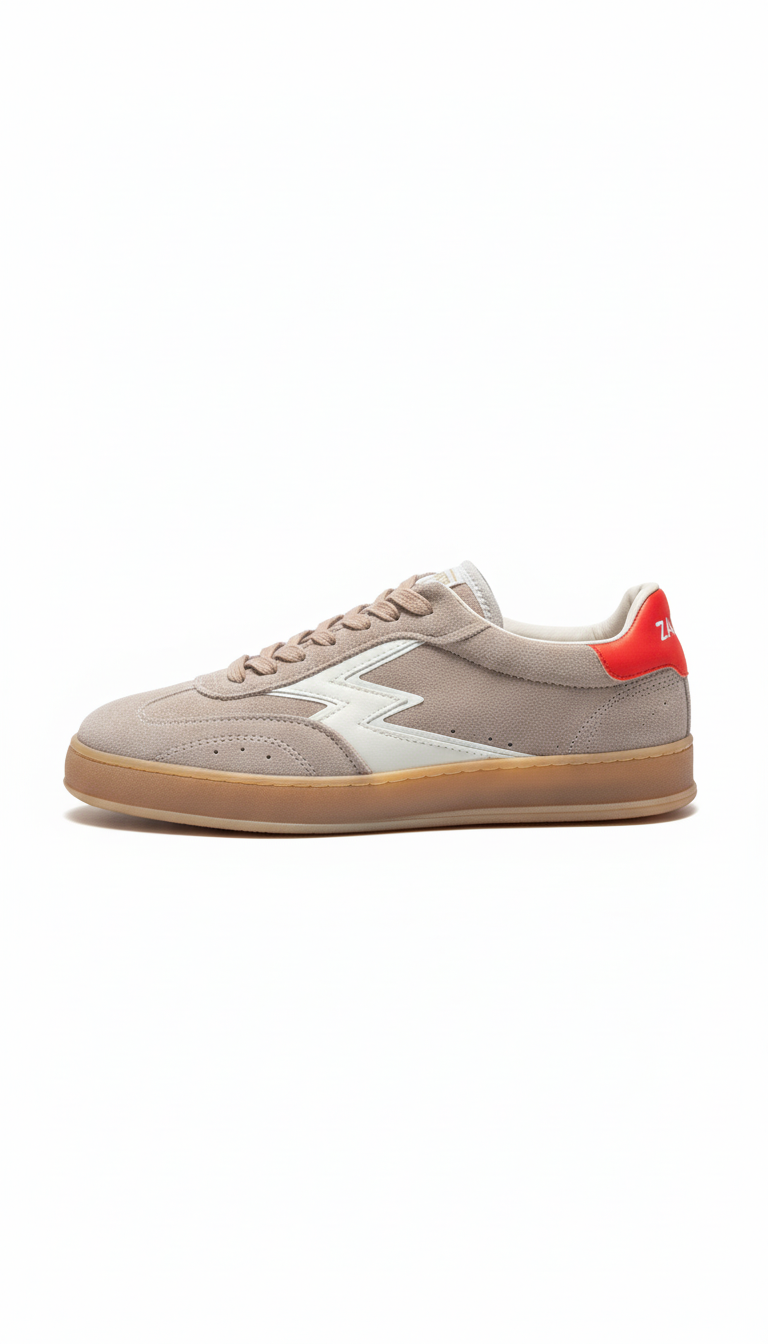 CLUB BRIAR ROOT WASHED SUEDE FLUO RUBBER LEATHER BACKTAB taupe orange | Bildmaterial bereitgestellt von SHOES.PLEASE.