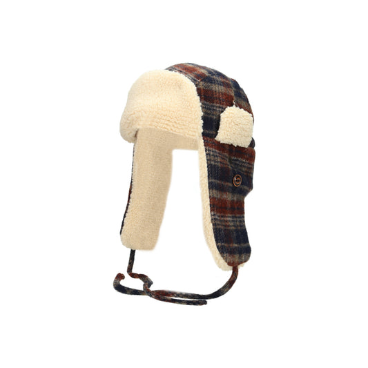 Bomber Cap Wool Check 228 braun blau