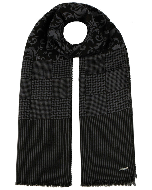 Scarf Wool Floral schwarz grau