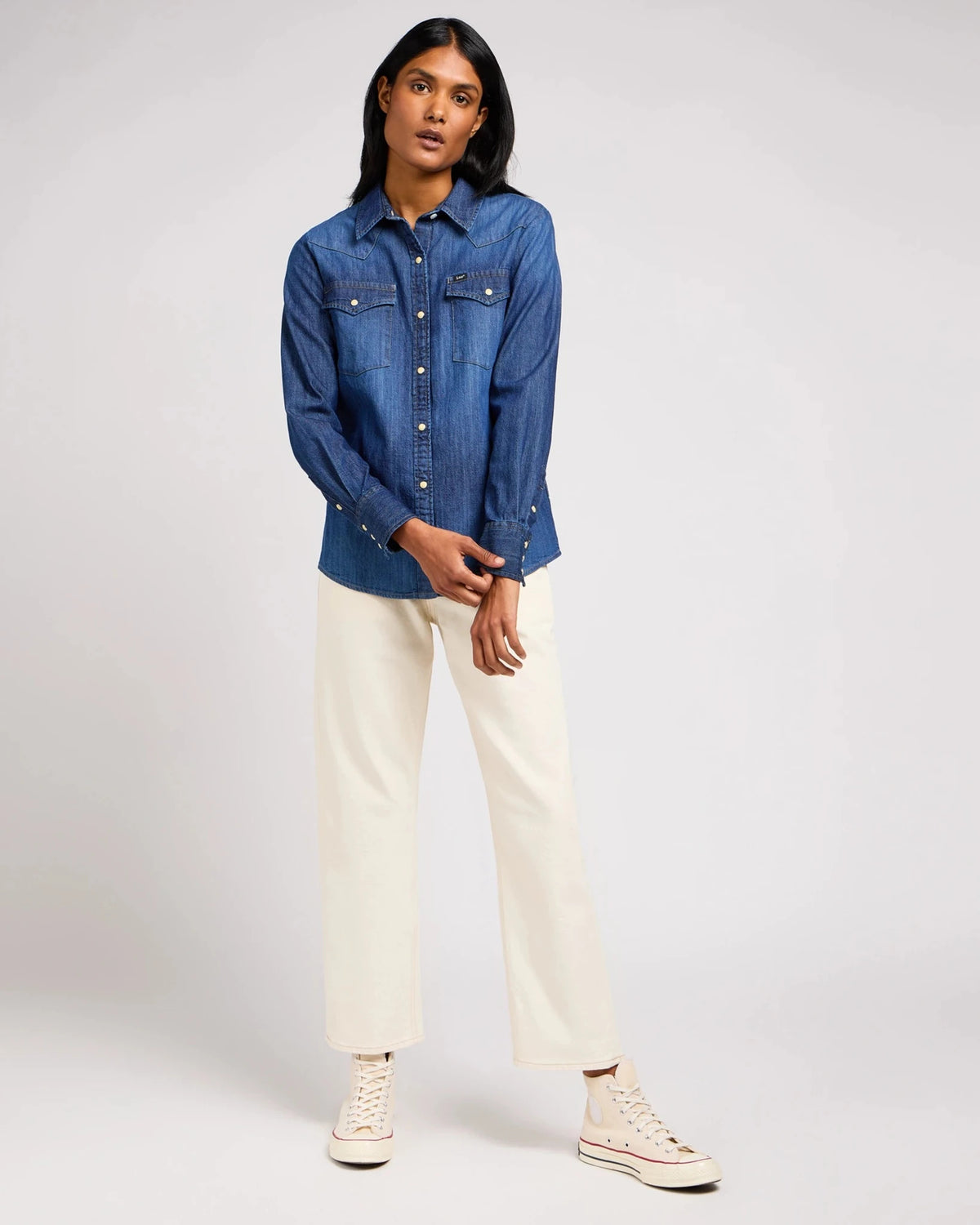 REGULAR_WESTERN_SHIRT THROUGH_THE_W medium denim | Bildmaterial bereitgestellt von SHOES.PLEASE.