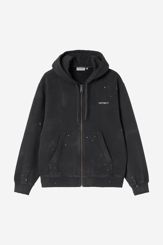 Hooded Painter Jacket black /destroy wash, splatter