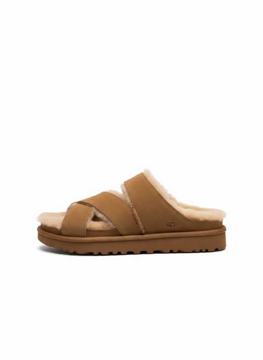 W Greenport Cross Strap Slide chestnut