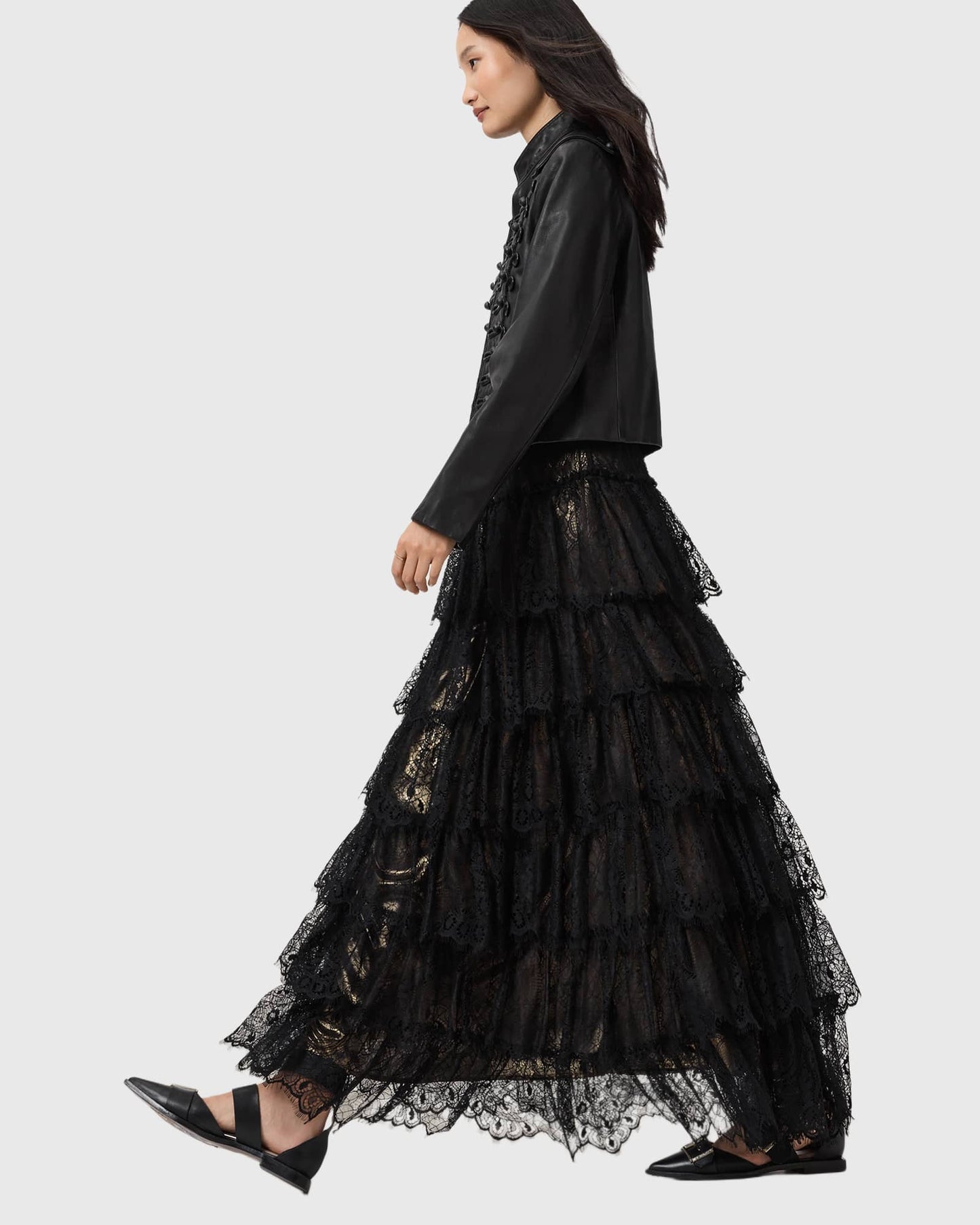 Rory Lace Maxi Skirt metallic gold | Bildmaterial bereitgestellt von SHOES.PLEASE.